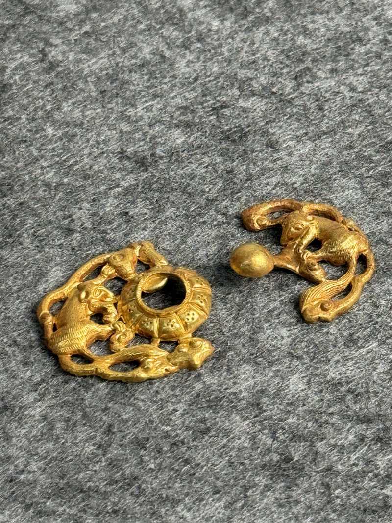 金質鼠紋帶扣一對 - 图5