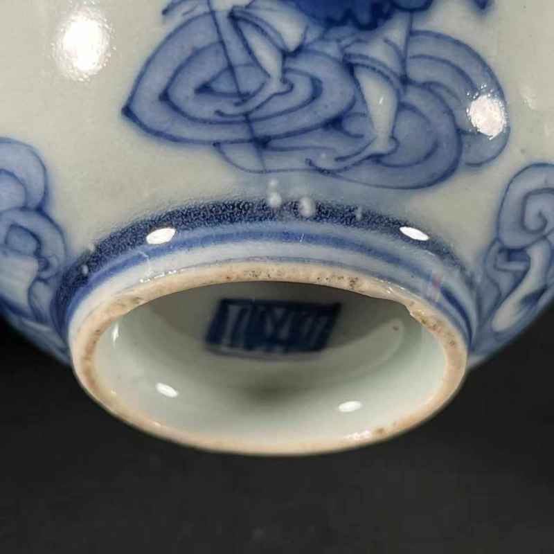 清道光 青花人物故事纹杯 - 图10