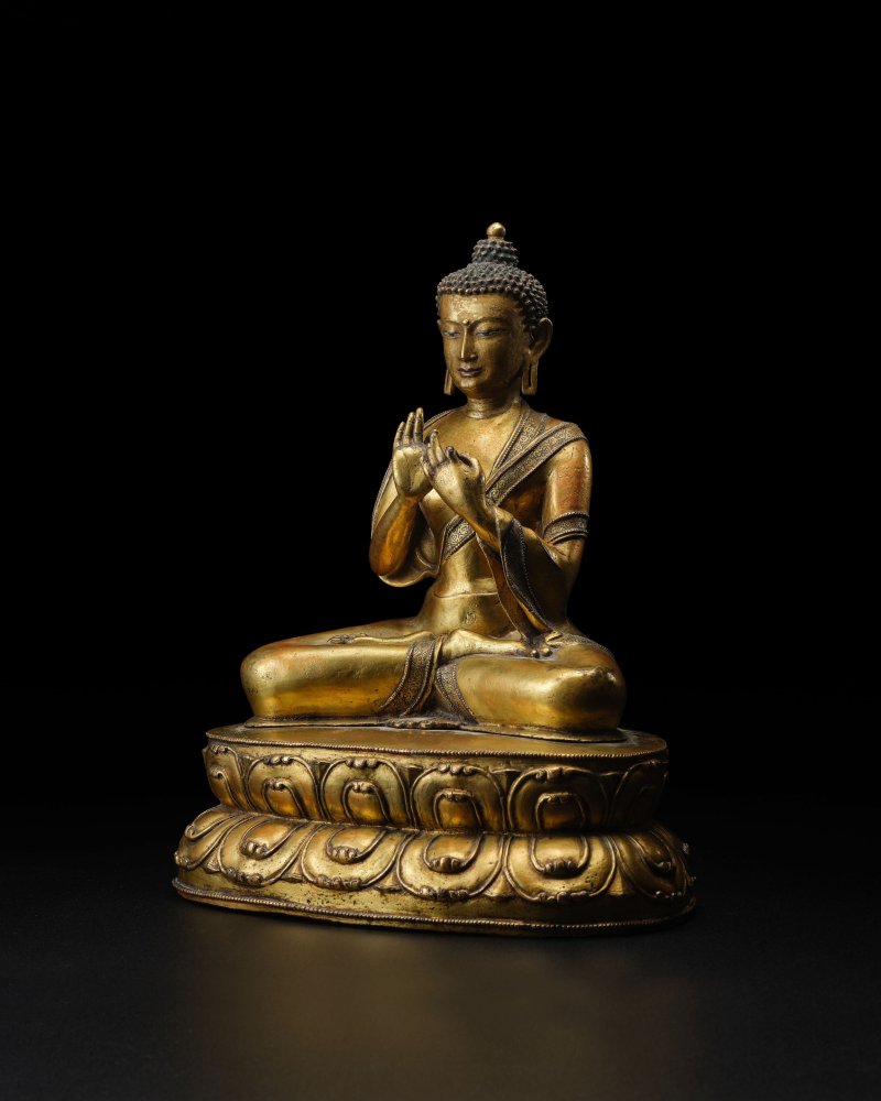 西藏 十六世紀 銅鎏金燃燈佛像 | A GILT COPPER ALLOY FIGURE OF DIPANKARA - 图6