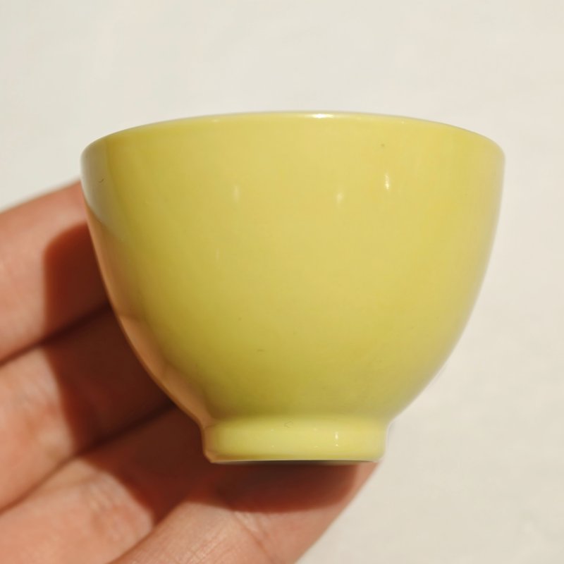 清雍正 柠檬黄釉酒杯一组五件 - 图34