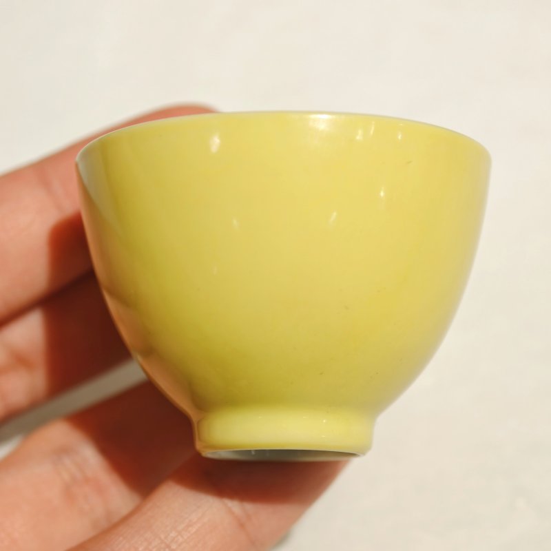 清雍正 柠檬黄釉酒杯一组五件 - 图35