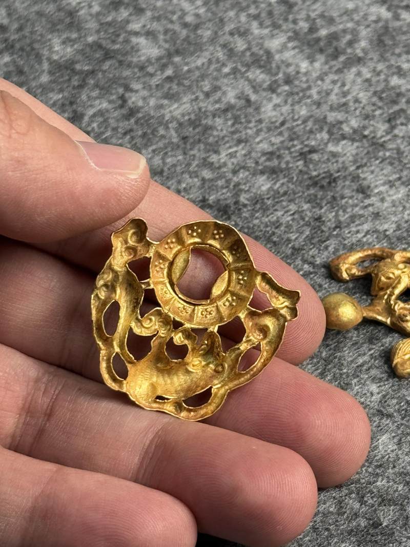 金質鼠紋帶扣一對 - 图6