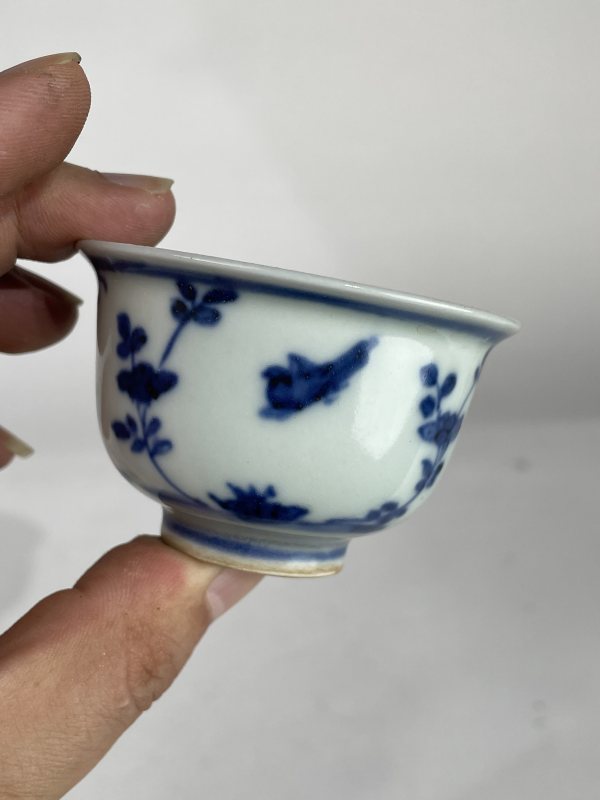 解放后 青花花鸟纹小杯一对 - 图9