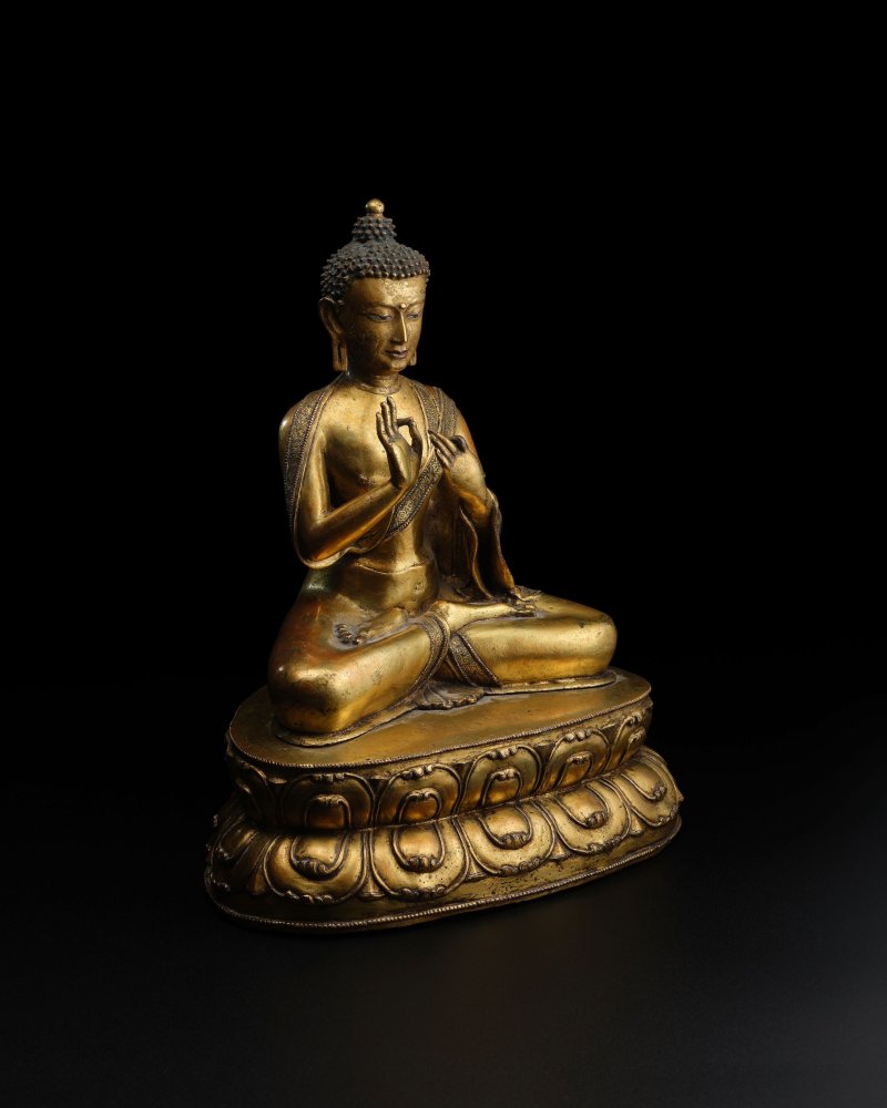 西藏 十六世紀 銅鎏金燃燈佛像 | A GILT COPPER ALLOY FIGURE OF DIPANKARA - 图7