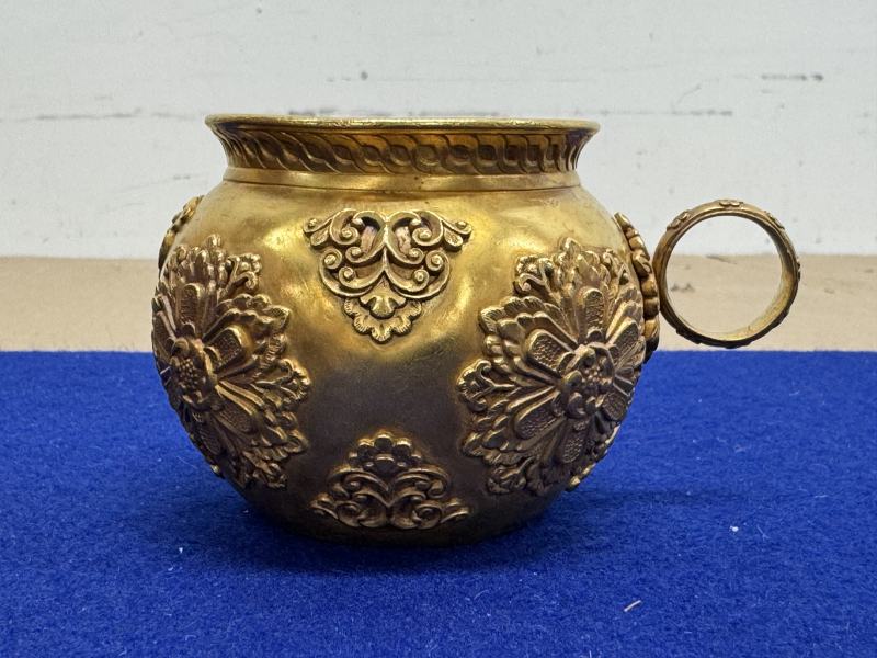 金質寶相花執壺和金質杯一套七件帶原配銅三足承盤 - 图11