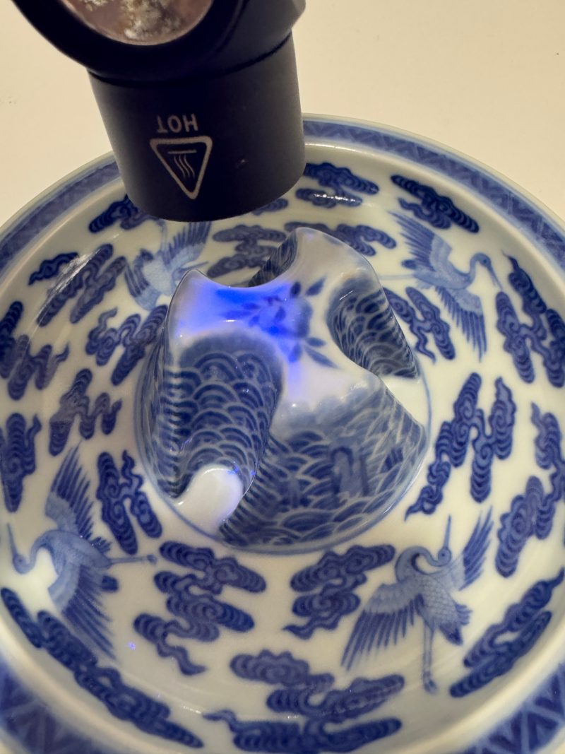 清乾隆 青花海水云鹤纹爵托 - 图25