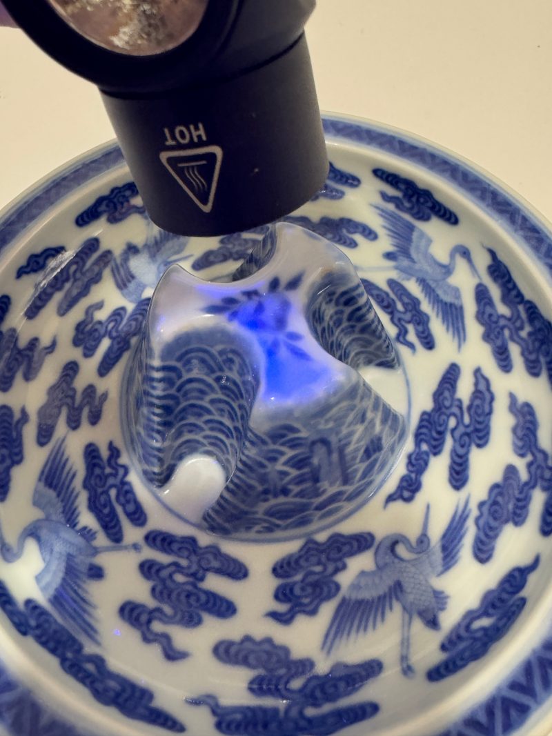 清乾隆 青花海水云鹤纹爵托 - 图26
