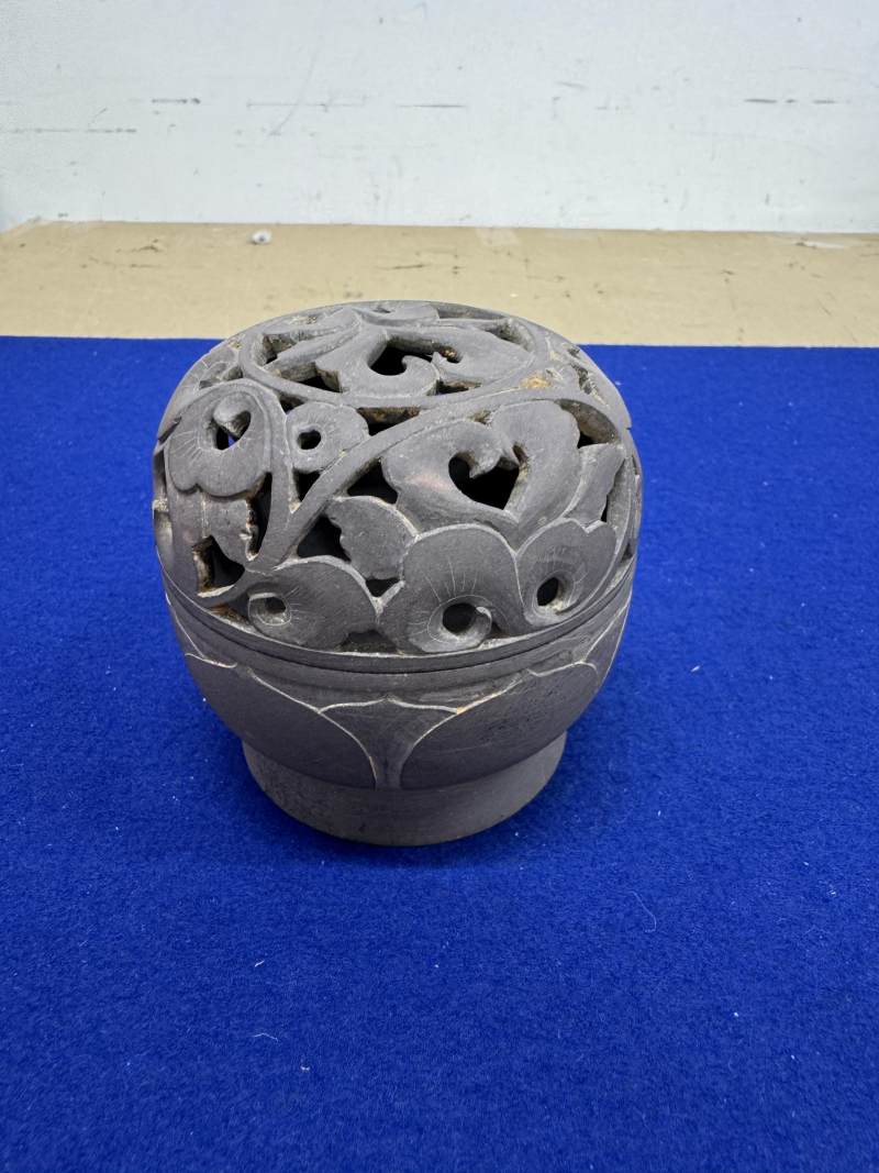 虢州石香薰、山子等文房一套四件 - 图24
