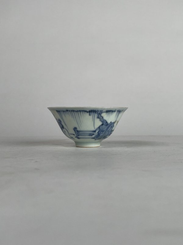 解放后 青花人物纹小杯 - 图2