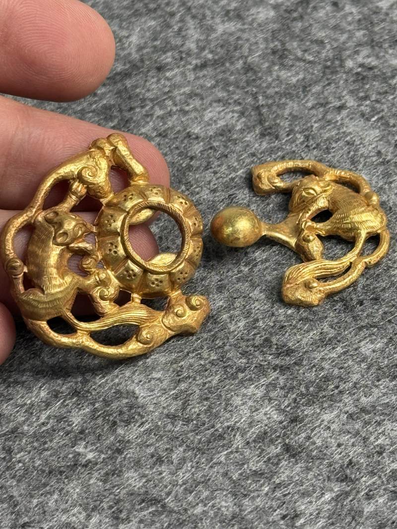 金質鼠紋帶扣一對 - 图10