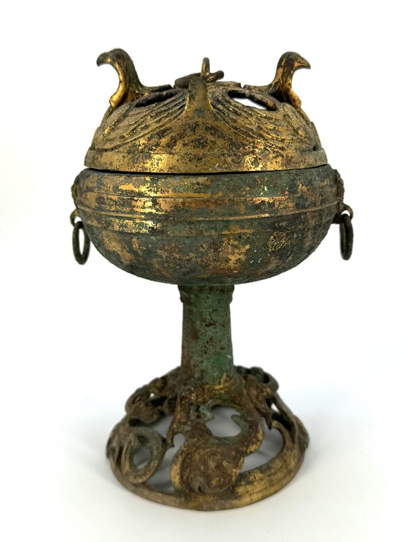 汉 铜鎏金镂空熏炉 - 图2