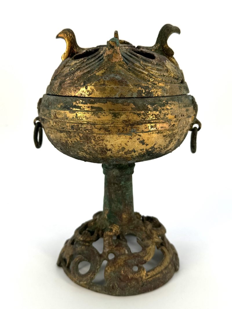 汉 铜鎏金镂空熏炉 - 图4