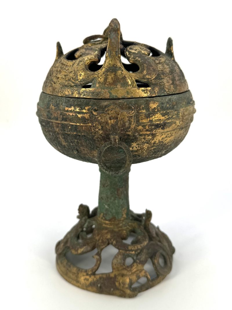 汉 铜鎏金镂空熏炉 - 图5