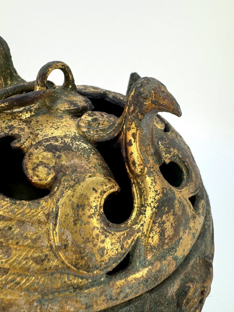 汉 铜鎏金镂空熏炉 - 图7