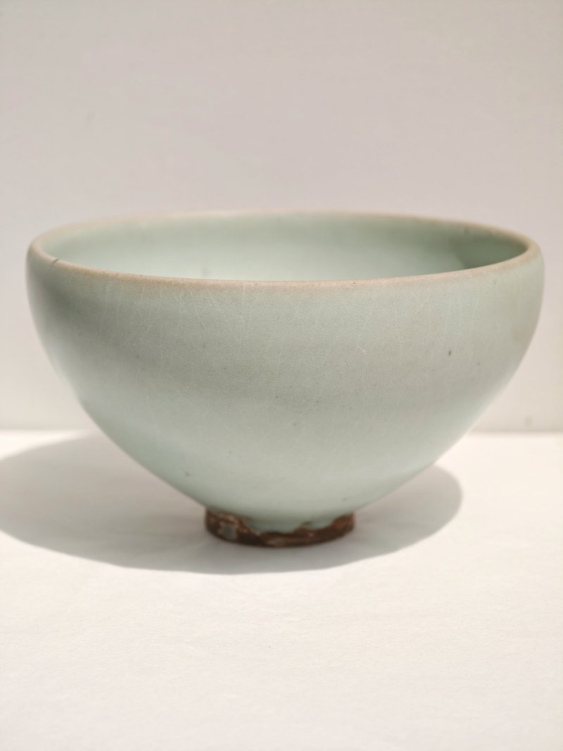 金 钧窑天青釉鸡心碗 - 图4