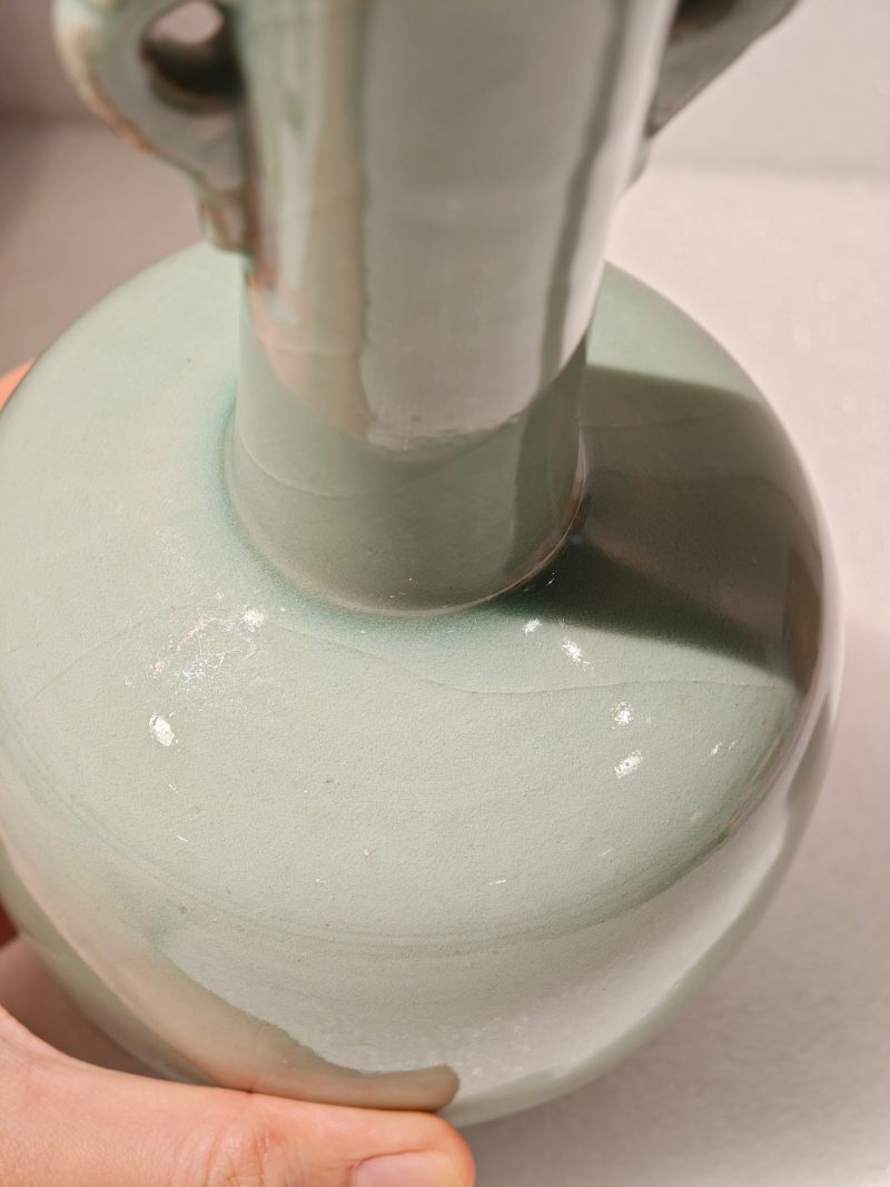 元 龙泉窑粉青釉双耳胆瓶 - 图11