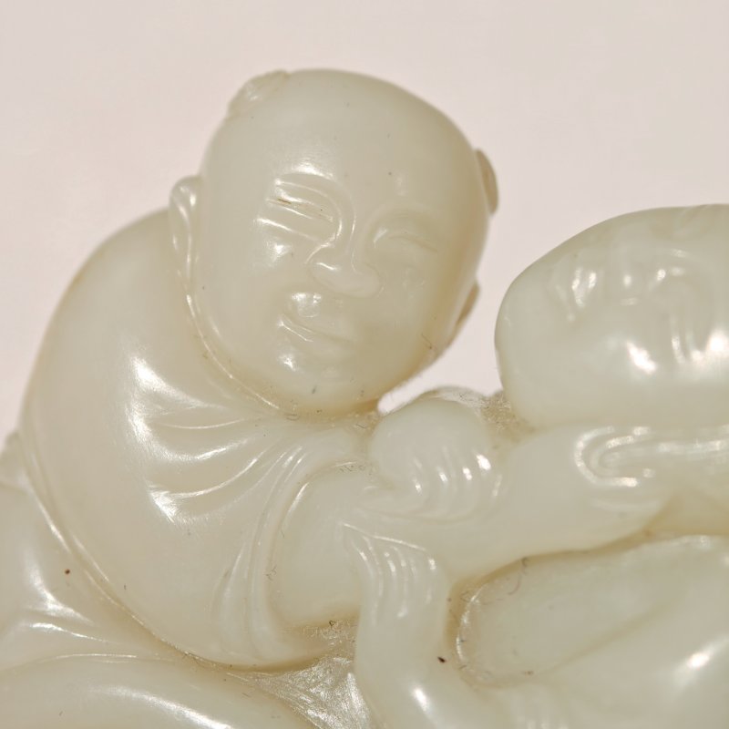 清 白玉和合二仙 - 图5