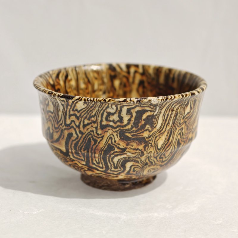 唐 绞胎黄釉弦纹撇口杯 - 图3