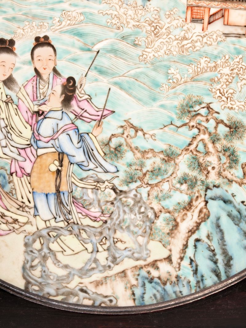 清乾隆 粉彩海屋添筹图瓷板 - 图11