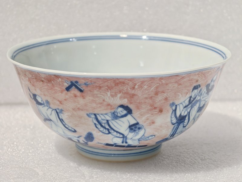 清乾隆 青花釉里红八仙纹碗 - 图5
