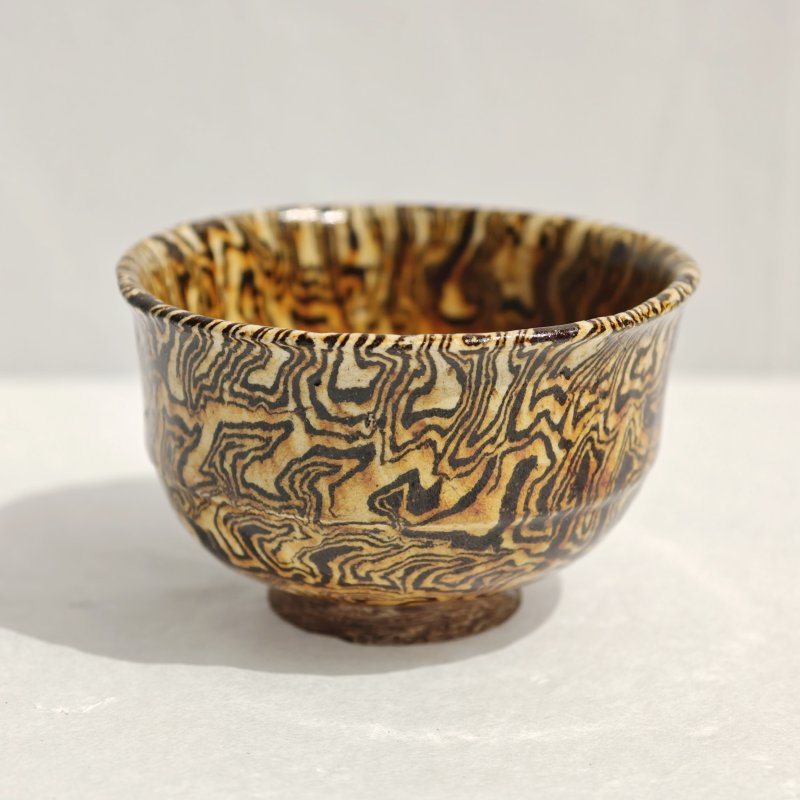 唐 绞胎黄釉弦纹撇口杯 - 图6