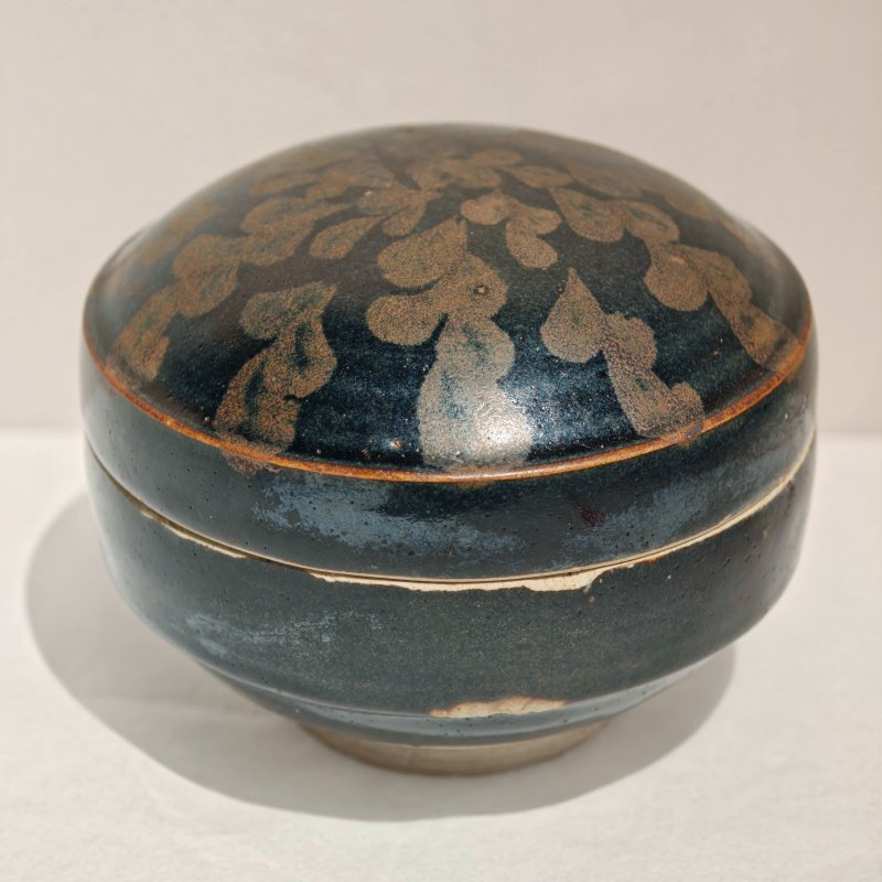 宋 黑釉铁锈花盒 - 图3