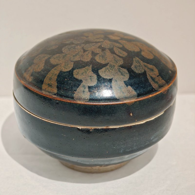 宋 黑釉铁锈花盒 - 图4