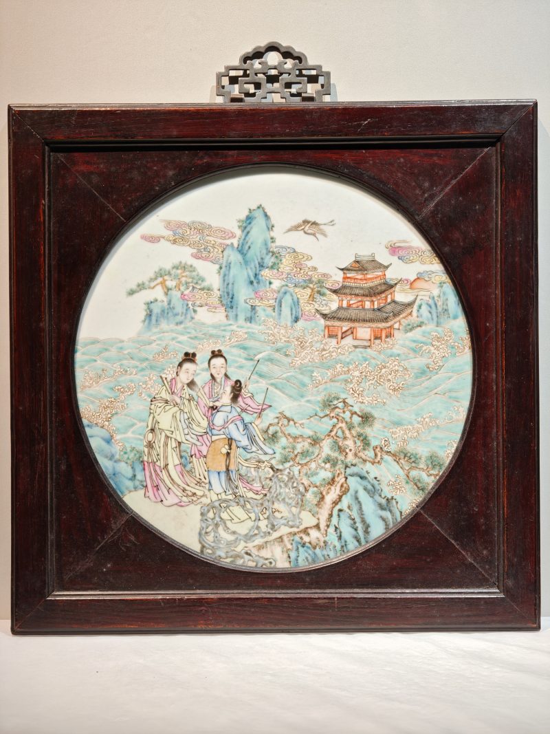 清乾隆 粉彩海屋添筹图瓷板 - 图2