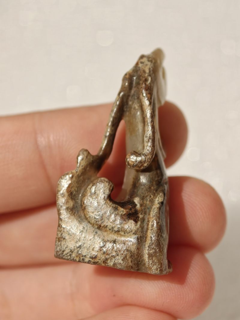 汉 白玉铜沁凤鸟端饰 - 图6