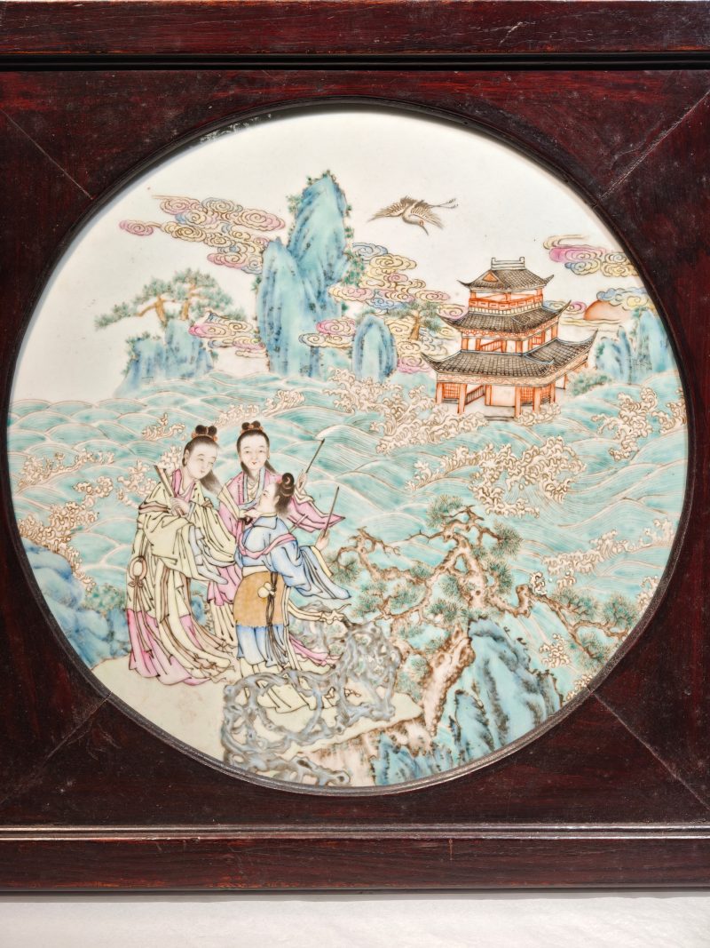 清乾隆 粉彩海屋添筹图瓷板 - 图7