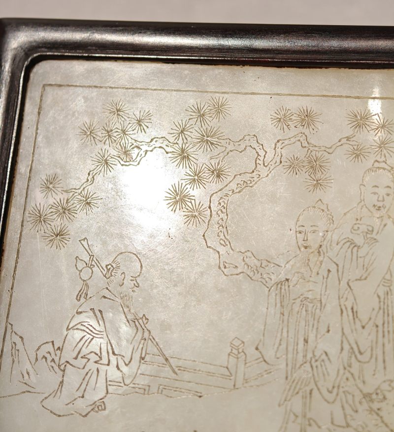 清 白玉御制诗文福禄寿插屏 - 图9