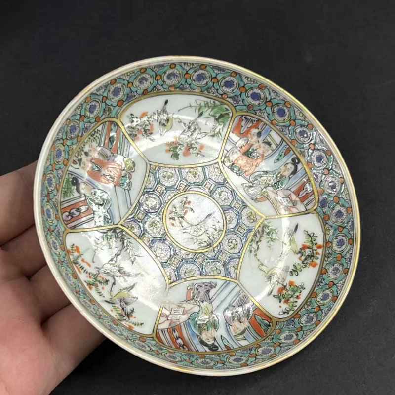 清咸丰 五彩人物花鸟杯碟 - 图16