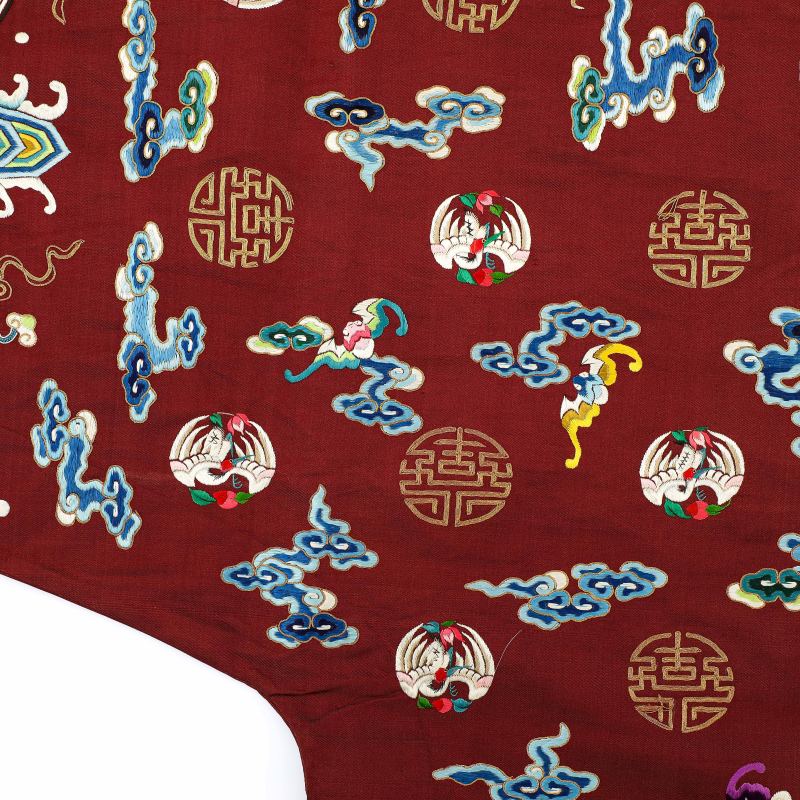 清同治 绛红地盘金彩绣蟒袍 - 图15