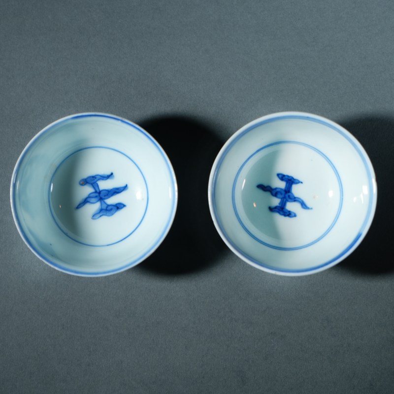 清康熙 青花团凤纹杯碟两套 - 图6
