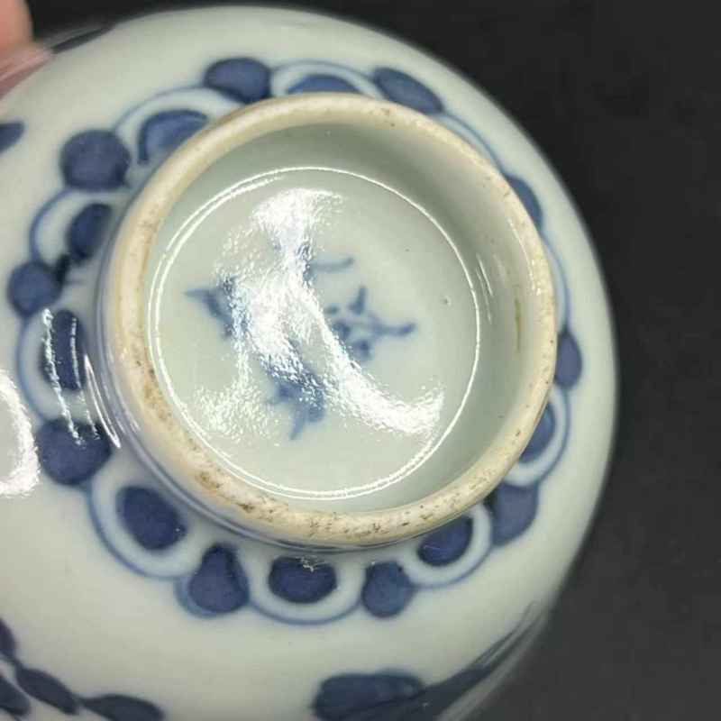 清早期 青花花卉杯一对 - 图8
