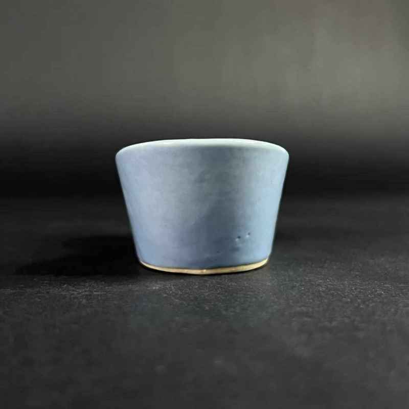 清 天蓝釉金元宝形茶则 - 图2