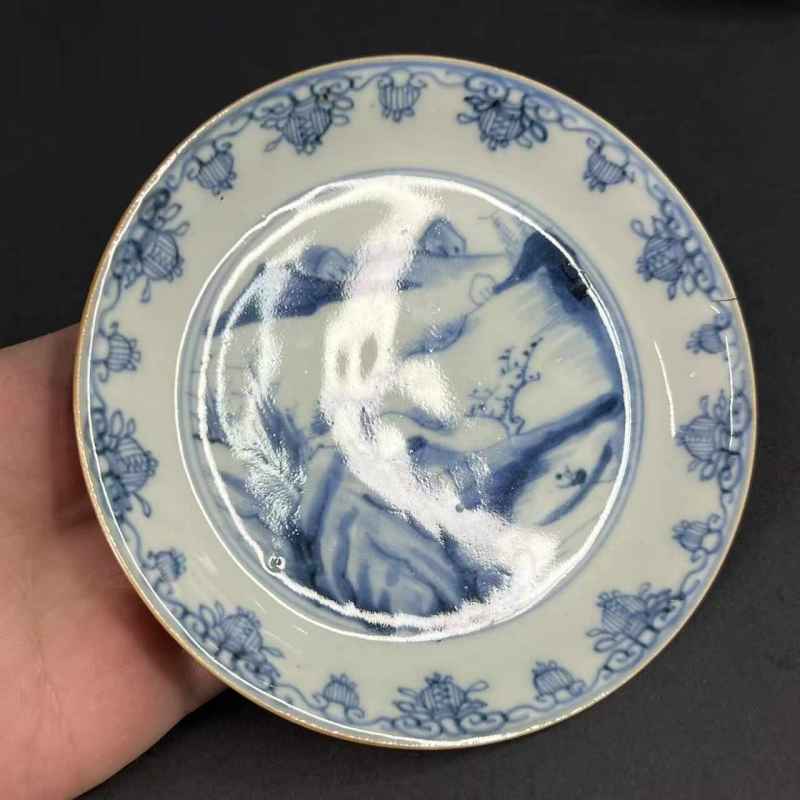 清康熙 外紫金釉内青花盘一对 - 图3
