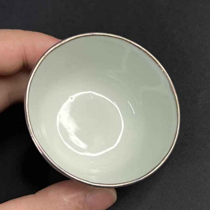 清道光 青花花卉杯一对 - 图3