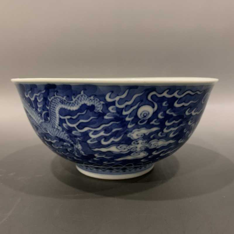 清 青花留白龙纹碗 - 图4