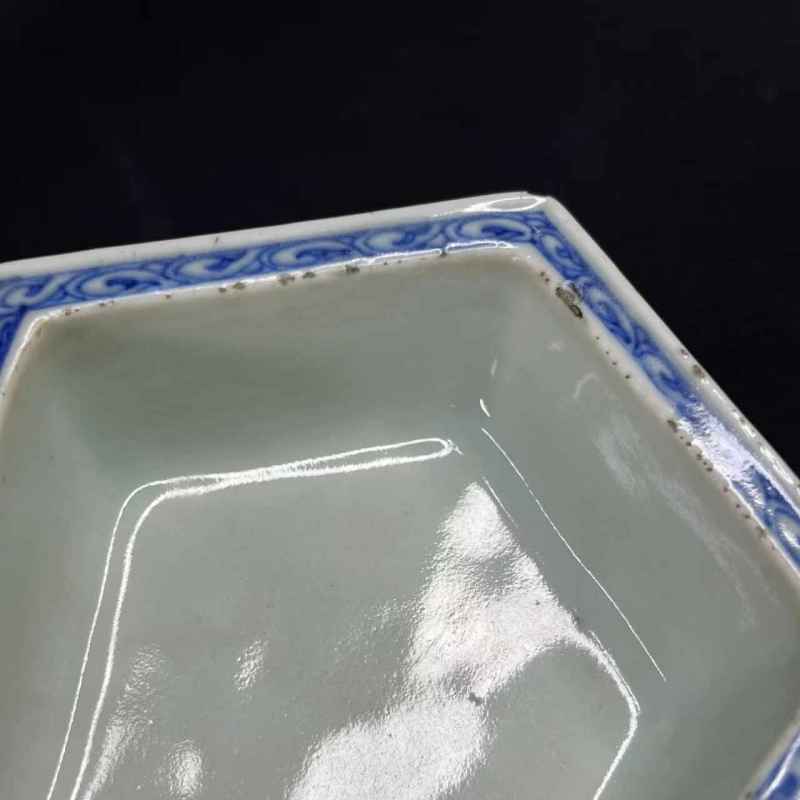 清中期 青花铁线描水仙盆 - 图7