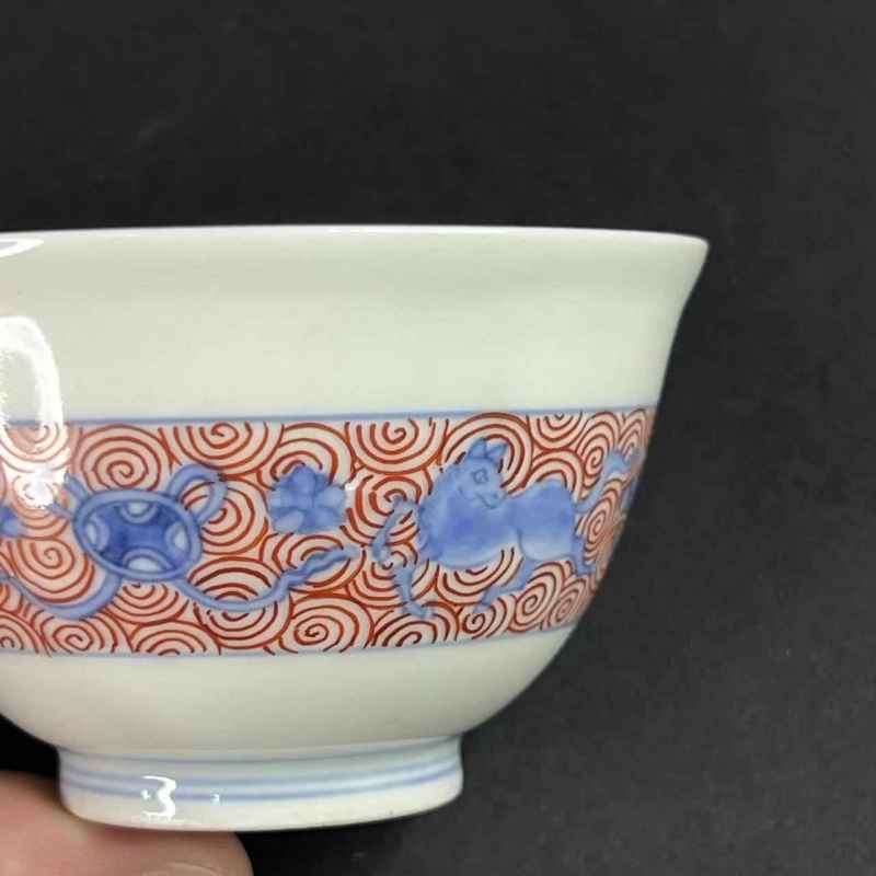 清中期 青花釉里红杯一对 - 图9