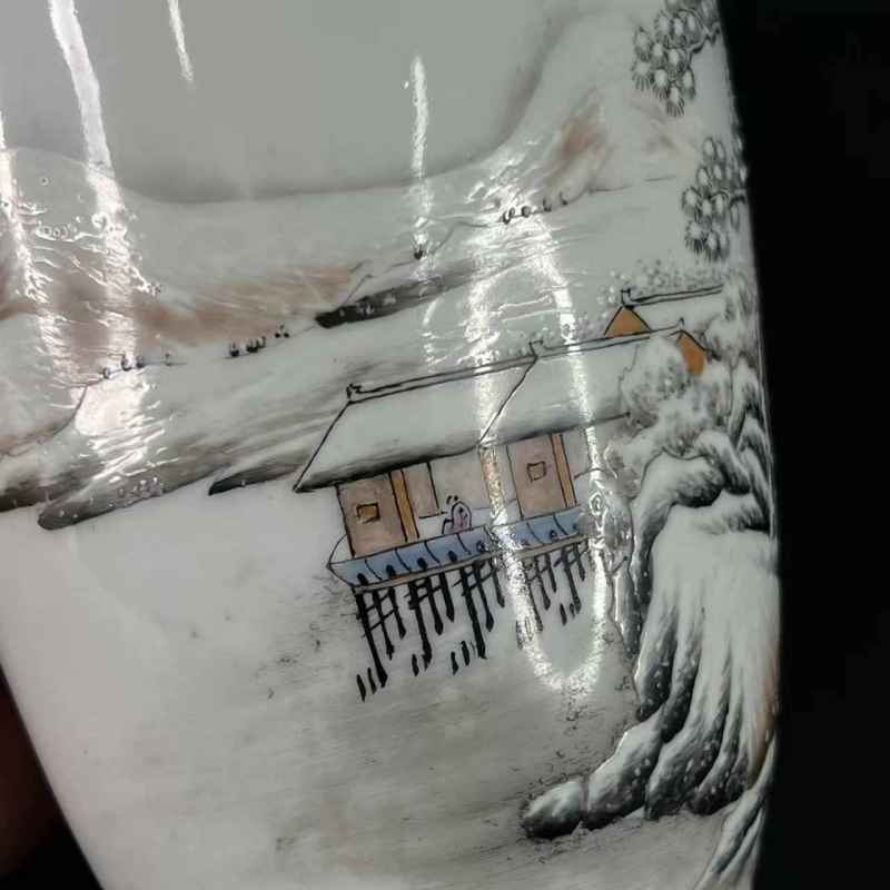 民国 雪景图赏瓶 - 图9