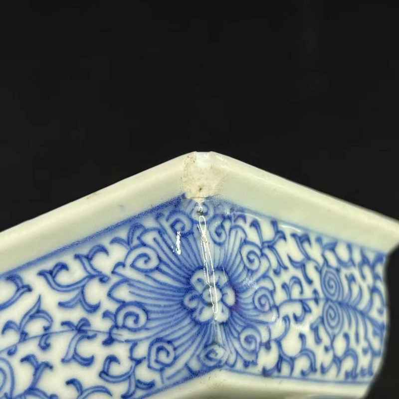 清中期 青花铁线描水仙盆 - 图8