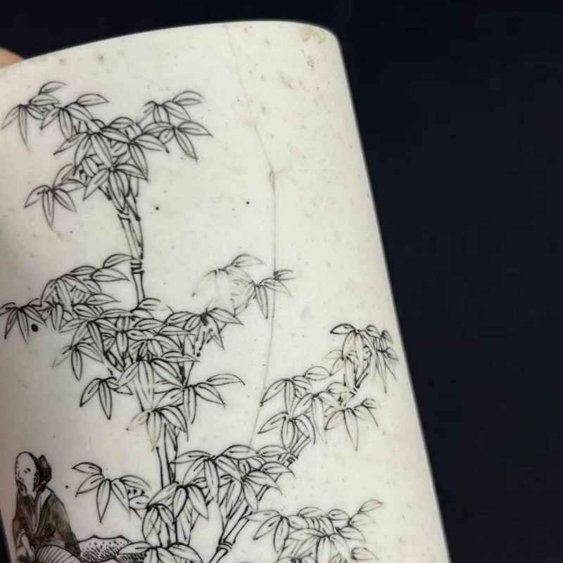 清 反瓷人物故事诗文笔筒 - 图8