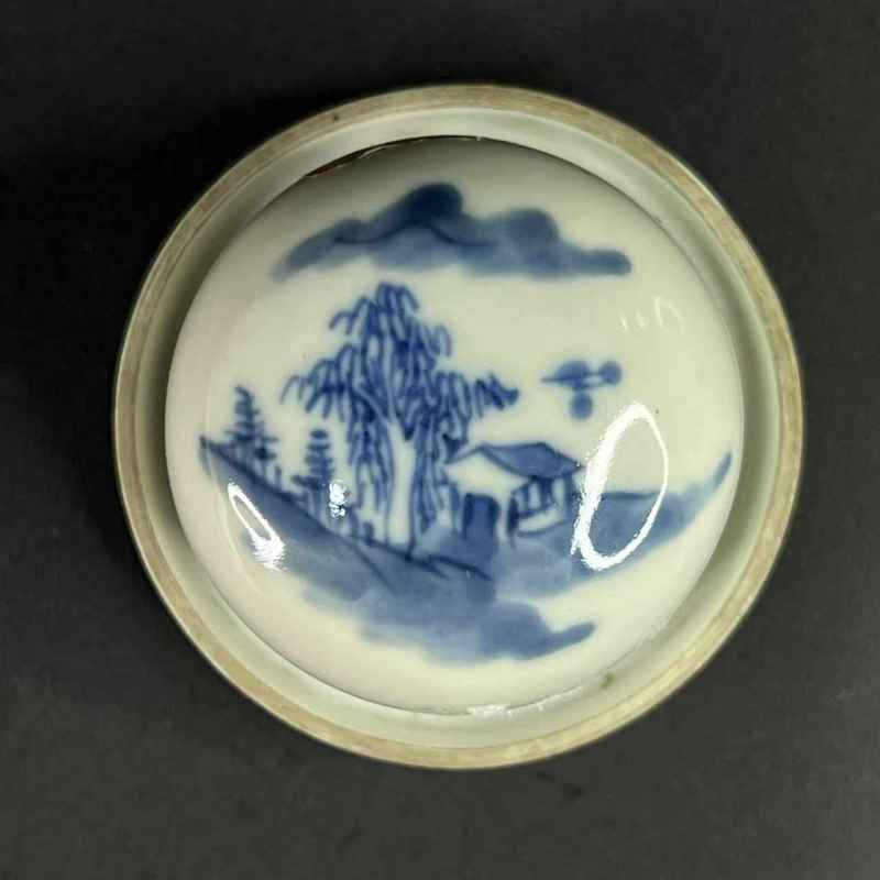 清光绪 青花山水纹骰盅 - 图5