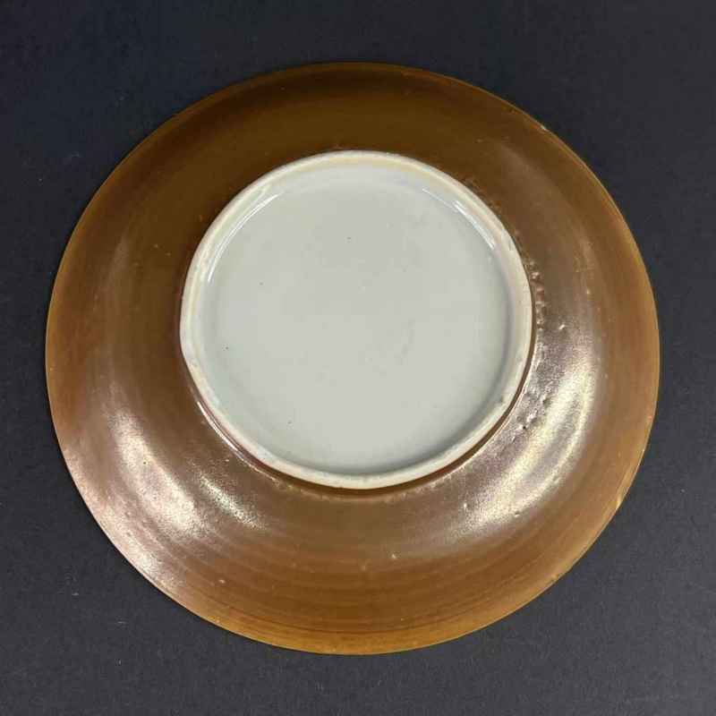 清康熙 外紫金釉内青花盘一对 - 图8