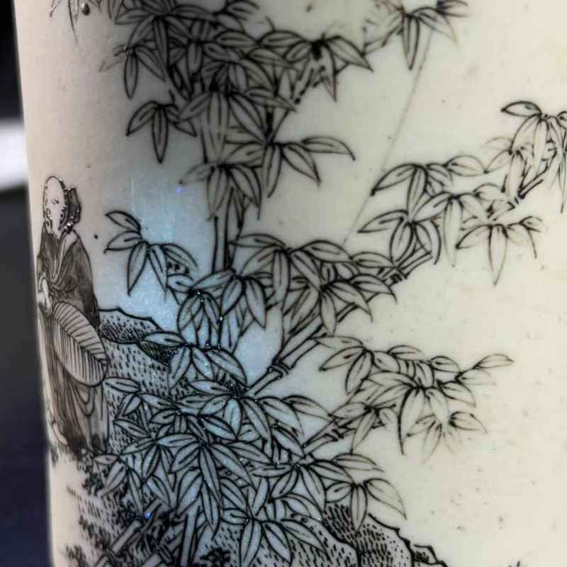 清 反瓷人物故事诗文笔筒 - 图9