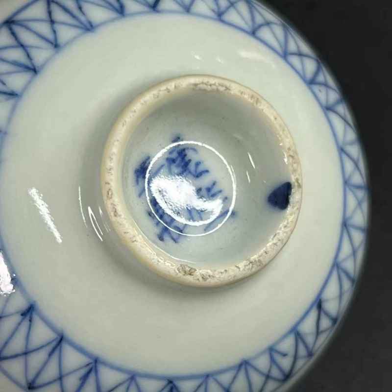清道光 青花花卉杯一对 - 图8