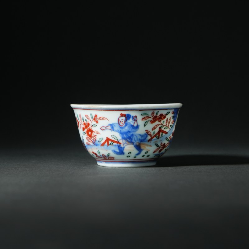 清雍正 青花加彩武松打虎杯 - 图3
