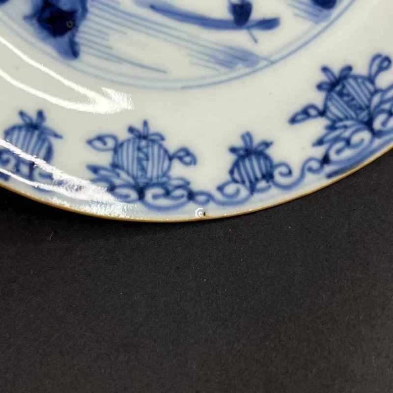 清康熙 外紫金釉内青花盘一对 - 图11